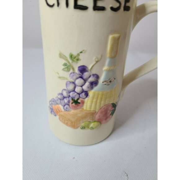 𝅺VINTAGE Cream Ceramic Cheese Shaker With Handle 3D Fruit And Wine Design - Picture 3 of 6